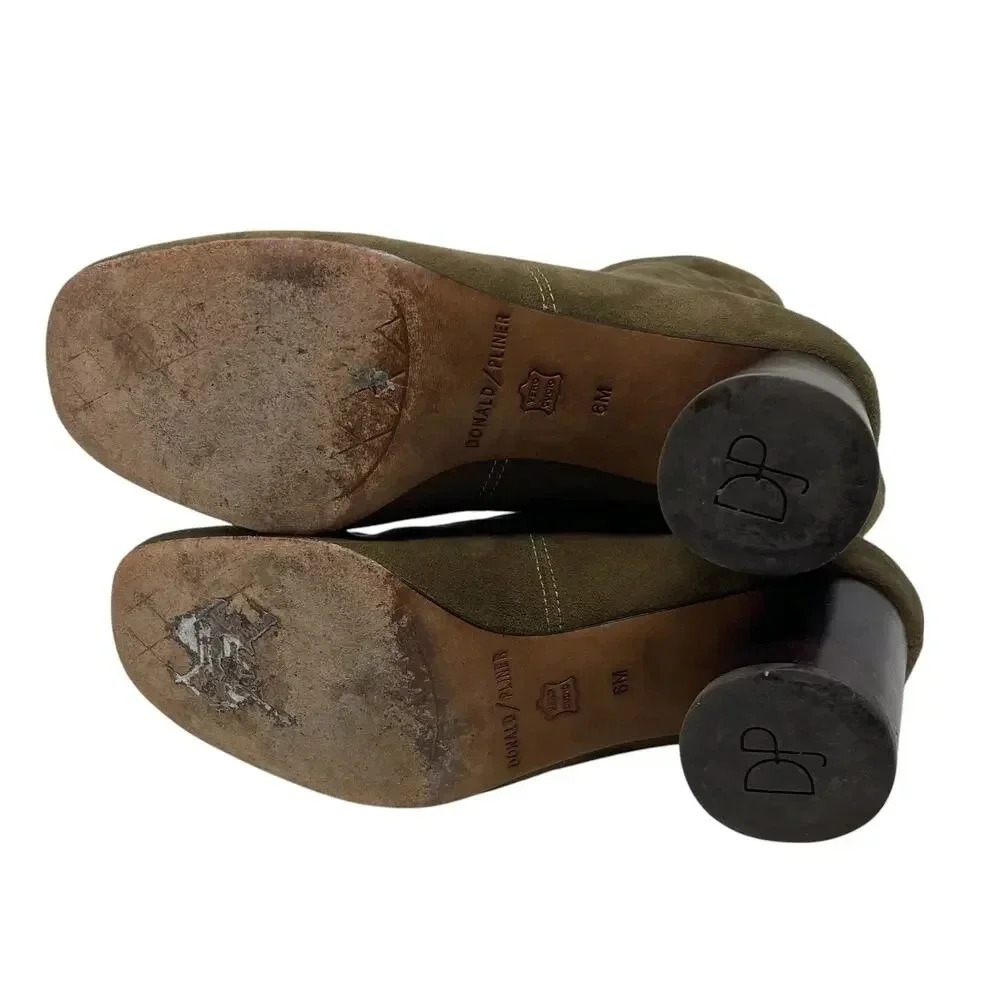 Donald Pliner Suede Sock Boot - Leather Booties - Olive Green - Size 6 - Picture 7 of 9